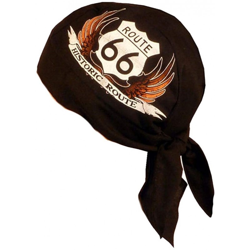 Skullies & Beanies Skull Cap Biker Caps Headwraps Doo Rags - Route 66 Historic Route on Black - CO12ELHNK6Z $13.70