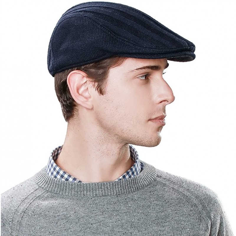 Newsboy Caps Wool Newsboy Cap Earflap Trapper Hat Winter Warm Lined Fashion Unisex 56-60CM - 69148_navy - C912OB0GMV1 $13.74