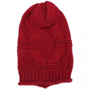 Skullies & Beanies Womens Knit Cap Baggy Warm Crochet Winter Wool Ski Beanie Skull Slouchy Hat - Wine Red - CL18IE3SZX2 $8.35