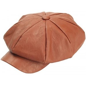 Baseball Caps Washing Design Faux Leather newsboy Cap Cabbie Beret Gatsby Flat Driving Hat (Brown) - CU129DHBWLN $19.70