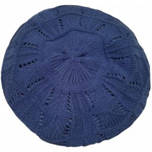 Berets Satin Lined Knit Beret Hat - Blue - CT12O2A8CHW $20.93