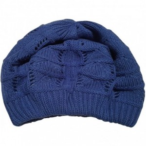 Berets Satin Lined Knit Beret Hat - Blue - CT12O2A8CHW $20.93