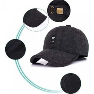 Baseball Caps Woolen Peaked Baseball Earmuffs - C Black - CD18L25OLST $11.38