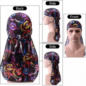 Skullies & Beanies 3PCS Silky Durags Pack for Men Waves- Satin Headwrap Long Tail Doo Rag- Award 1 Wave Cap - Style15 - CT190...