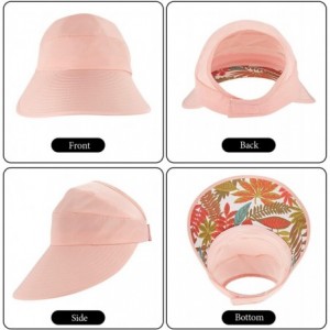 Sun Hats Sun Visor Hats for Women Wide Brim Sun Hat UV Protection Caps Floppy Beach Packable Visor - Black and Pink - CL18UKW...