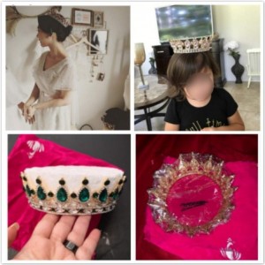 Headbands Vintage Wedding Crystal Rhinestone Crown Bridal Queen King Tiara Crowns-Pink - Pink - CS18WSE4QRU $40.53