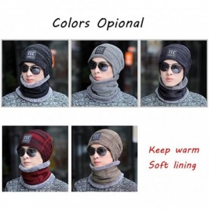 Skullies & Beanies Hat Scarf Set Winter Beanie Warm Knit Hat Fleece Lined Scarf Warm Winter Hat for Men & Women - Black 2 - C...