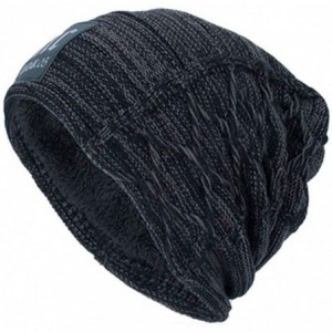 Skullies & Beanies Hat Scarf Set Winter Beanie Warm Knit Hat Fleece Lined Scarf Warm Winter Hat for Men & Women - Black 2 - C...