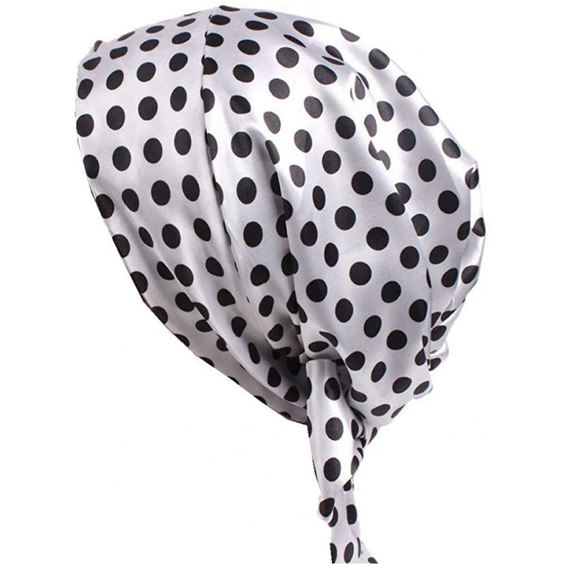 Skullies & Beanies Soft Satin Head Scarf Sleeping Cap Hair Covers Turbans Bonnet Headwear for Women - White - CB18I0XY0OT $11.23
