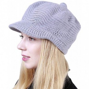 Skullies & Beanies Women's Winter Knit Beanie Warm Slouchy Cable Skull Hat with Visor - Light Grey - C618LN6ER4K $22.63