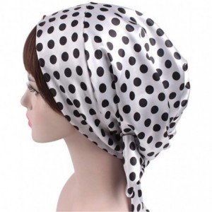 Skullies & Beanies Soft Satin Head Scarf Sleeping Cap Hair Covers Turbans Bonnet Headwear for Women - White - CB18I0XY0OT $11.23