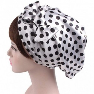 Skullies & Beanies Soft Satin Head Scarf Sleeping Cap Hair Covers Turbans Bonnet Headwear for Women - White - CB18I0XY0OT $11.23