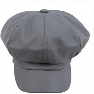 Newsboy Caps Women Newsboy Hat Cap for Ladies Visor Beret Hat - 3c116-pu Leather-gray - CA18Y4A73CG $8.00