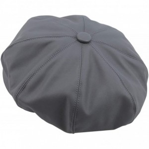 Newsboy Caps Women Newsboy Hat Cap for Ladies Visor Beret Hat - 3c116-pu Leather-gray - CA18Y4A73CG $8.00