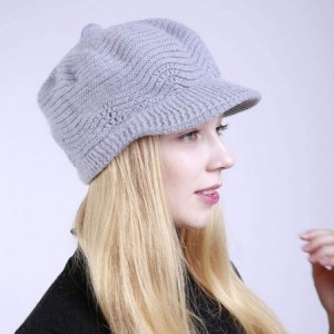 Skullies & Beanies Women's Winter Knit Beanie Warm Slouchy Cable Skull Hat with Visor - Light Grey - C618LN6ER4K $22.63