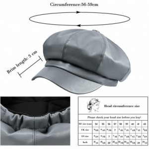 Newsboy Caps Women Newsboy Hat Cap for Ladies Visor Beret Hat - 3c116-pu Leather-gray - CA18Y4A73CG $8.00