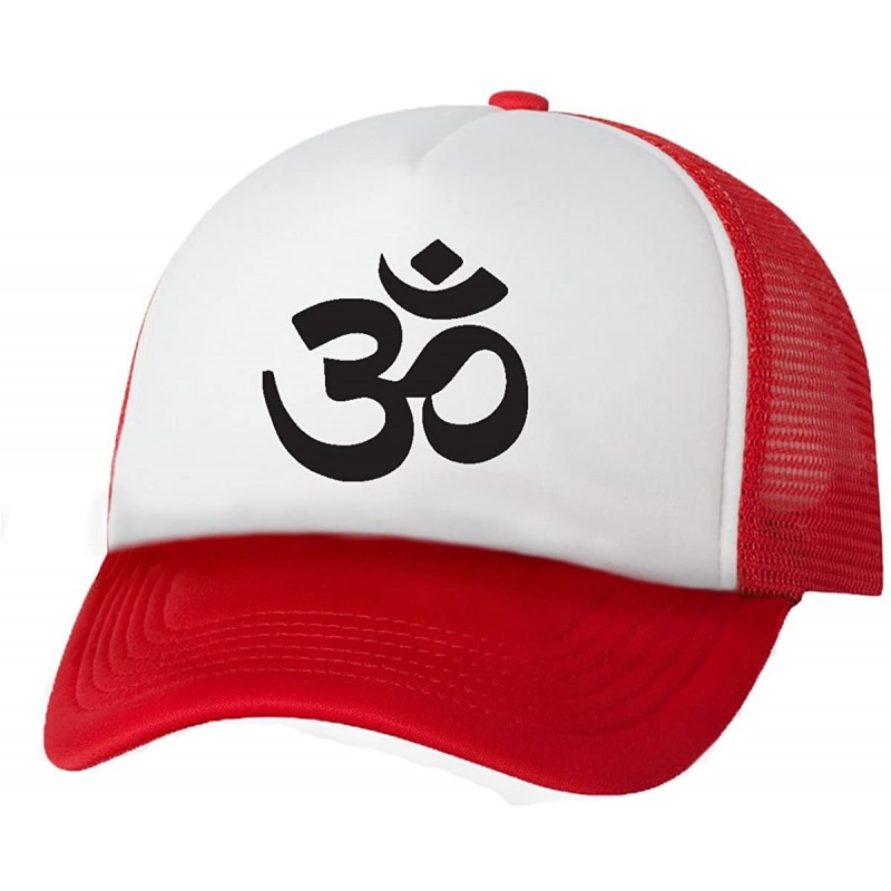 Baseball Caps Om Symbol Truckers Mesh snapback hat - White/Red - CI12F1G6DW3 $14.05