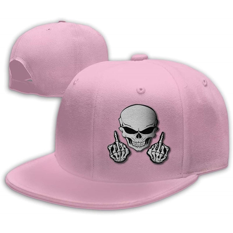 Baseball Caps Skull Middle Finger Plain Baseball Caps Snapbac Hats Adjustable for Men & Women - Pink - CM196XM9YHA $12.67