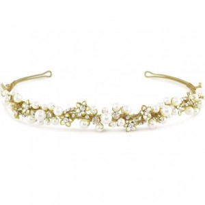 Headbands Serendipity Tiaras and Jewelry Bridal Gold Pearl Cluster Rhinestone Headband - CG128K0B6UB $89.55