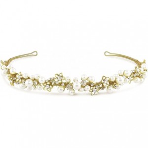 Headbands Serendipity Tiaras and Jewelry Bridal Gold Pearl Cluster Rhinestone Headband - CG128K0B6UB $30.53