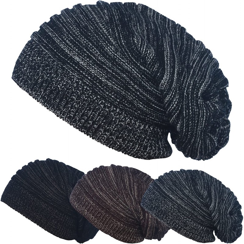 Skullies & Beanies 3 Pack Womens Winter Knit Headband & Hairband Ear Warmer & Beanies - White/Coffee-wt/Black-ch/Black - CV18...