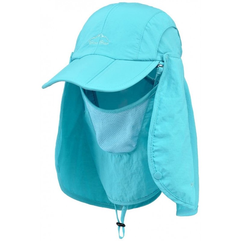 Baseball Caps UPF 50+ Summer Hat Neck Protection Flap Cap - Blue - CY11X0X97ZZ $25.76