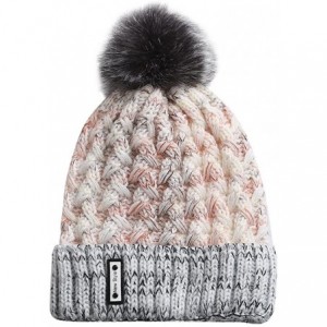 Berets Knit Caps For Women Wool Cosy Warm Beanie Winter Hat Ski Crochet Cap Pom Pom - Gray - C818IQ7T0MT $19.33