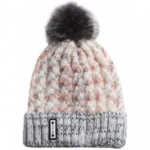 Berets Knit Caps For Women Wool Cosy Warm Beanie Winter Hat Ski Crochet Cap Pom Pom - Gray - C818IQ7T0MT $10.19