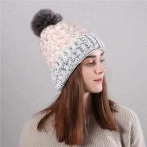 Berets Knit Caps For Women Wool Cosy Warm Beanie Winter Hat Ski Crochet Cap Pom Pom - Gray - C818IQ7T0MT $10.19