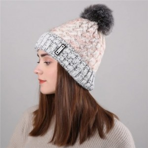 Berets Knit Caps For Women Wool Cosy Warm Beanie Winter Hat Ski Crochet Cap Pom Pom - Gray - C818IQ7T0MT $10.19