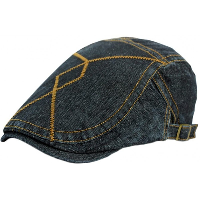 Newsboy Caps Cotton Retro Adjustable Newsboy Ivy Hat Duckbill Peaked Cap Men Cabbie Driving Cap - Black - C318D6N5MNR $13.34