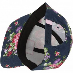Baseball Caps Flower Pink Rose Lettering Cute Club HipHop Ball Cap Bill Snapback Flat Hat - Navy - CU12MQPV5QV $14.78