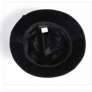 Fedoras Womens Velvet Hats Wide Brim Fedora Bowler Cap Cloche Elegant Church Hat - Coffee - CS18L4295IW $21.59