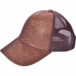 Baseball Caps Ponytail Baseball Cap High Bun Ponycap Adjustable Mesh Trucker Hats - 006 (Glitter) - Coffee - CF18EOQCLIN $15.35