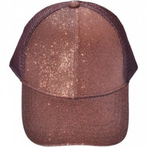 Baseball Caps Ponytail Baseball Cap High Bun Ponycap Adjustable Mesh Trucker Hats - 006 (Glitter) - Coffee - CF18EOQCLIN $15.35