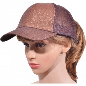 Baseball Caps Ponytail Baseball Cap High Bun Ponycap Adjustable Mesh Trucker Hats - 006 (Glitter) - Coffee - CF18EOQCLIN $15.35