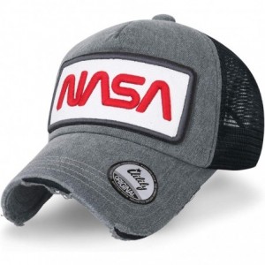 Baseball Caps NASA Worm Logo Embroidery Baseball Cap Rainbow Mesh Snap Back Trucker Hat - Grey - CV189NA5657 $27.60