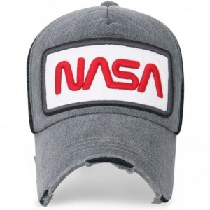 Baseball Caps NASA Worm Logo Embroidery Baseball Cap Rainbow Mesh Snap Back Trucker Hat - Grey - CV189NA5657 $27.60