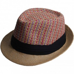 Fedoras Fedora Hats for Men & Women Tribly Short Brim Summer Paper - 08 - Khaki - CB18W3UWRUD $10.37