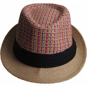 Fedoras Fedora Hats for Men & Women Tribly Short Brim Summer Paper - 08 - Khaki - CB18W3UWRUD $10.37