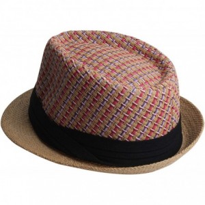 Fedoras Fedora Hats for Men & Women Tribly Short Brim Summer Paper - 08 - Khaki - CB18W3UWRUD $10.37