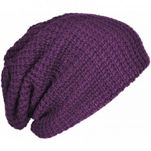 Skullies & Beanies Mens Slouchy Long Beanie Knit Cap for Summer Winter- Oversize - Purple - CF129IQD45V $15.97