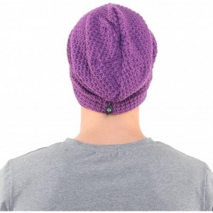 Skullies & Beanies Mens Slouchy Long Beanie Knit Cap for Summer Winter- Oversize - Purple - CF129IQD45V $15.97