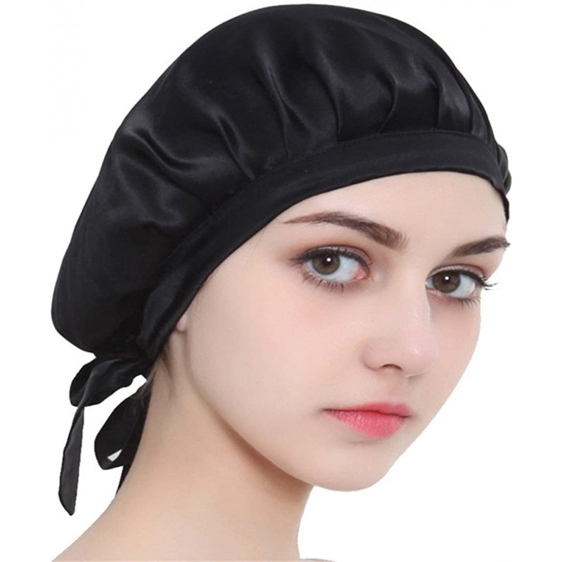 Skullies & Beanies Natural Sleep Bonnet Beauty - Black - CP17YL3IATW $15.23