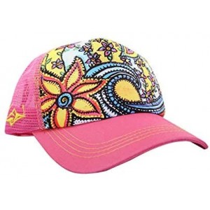 Baseball Caps Trucker Hats for Women - Snapback Woman Caps in Lively Colors - Waveflower - Fuchsia - CE18Y93QYOO $23.18