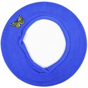 Berets Green Butterfly on Beret for Women 100% Cotton - Blue - C512JTNUTKB $20.60