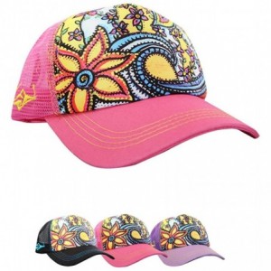 Baseball Caps Trucker Hats for Women - Snapback Woman Caps in Lively Colors - Waveflower - Fuchsia - CE18Y93QYOO $23.18