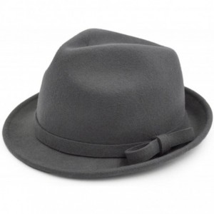 Fedoras Women's Deluxe 100% Wool Solid Color Fedora Hat - Grey - C51260W1ZEX $16.31