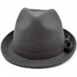 Fedoras Women's Deluxe 100% Wool Solid Color Fedora Hat - Grey - C51260W1ZEX $16.31