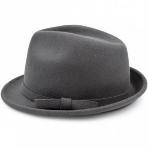 Fedoras Women's Deluxe 100% Wool Solid Color Fedora Hat - Grey - C51260W1ZEX $16.31